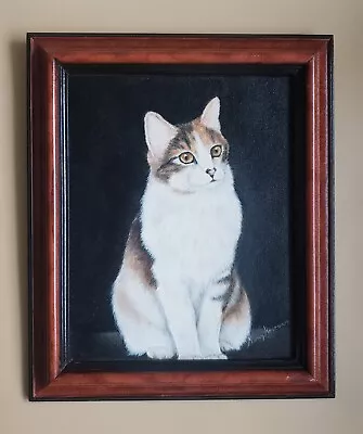 One Of A Kind Calico Cat Painting - 8x10 - Framed - Signed By Artist • $19.99