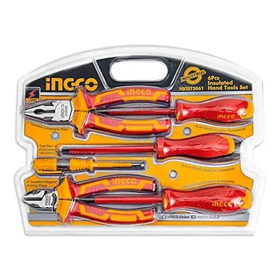 INGCO 6Pcs 1000V VDE Insulated Hand Tools Set With 3Pcs Insulated Screwdriver • £35.07