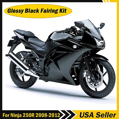 Glossy Black Fairing For Kawasaki EX250 Ninja 250R 2008-2012 ABS Injection Body • $329.99