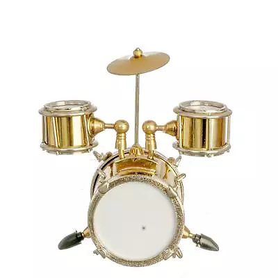 Dolls House Drum Kit Set Small Gold Miniature Music Room School Instrument 1:12 • $42.26