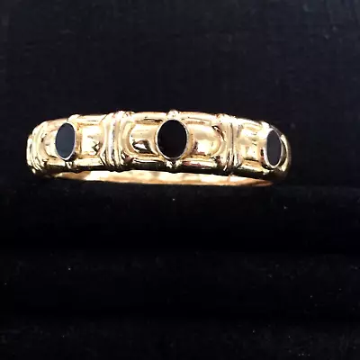 Elegant Black Enamel Gold Tone Hinged Bracelet - 87 • $2.25