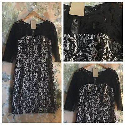 $29.17 • Buy Womens Dress Size 14 Black Lace Shift Designer Vintage Vgc Worn On Film Inc Uk P