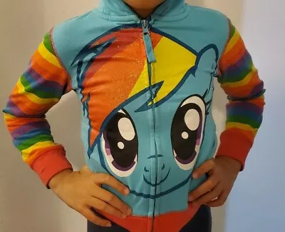 My Little Pony Children's Hoodie Sweater Full Zip Up Rainbow Dash Size S 4 4T • $14.99