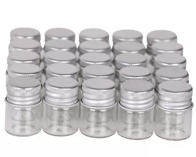 100pcs Tiny Vials 5ml Small Glass Bottles Mini Jars With Aluminum Screw Lids Top • $21.99