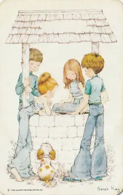$3 • Buy Sarah Kay Teenagers At Well,  1970's Blank Back, Single Swap Card