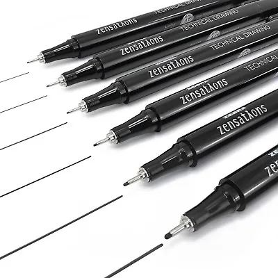 £5.49 • Buy Zebra Zensations Technical Drawing Pens – Full Set Of 6 Grades – Black Ink