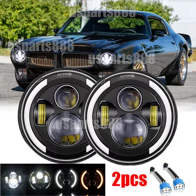 2x Fit Triumph TR6 1969-1976 Projector 7 Round LED Headlights Halo Angel Eye DRL • $38.66