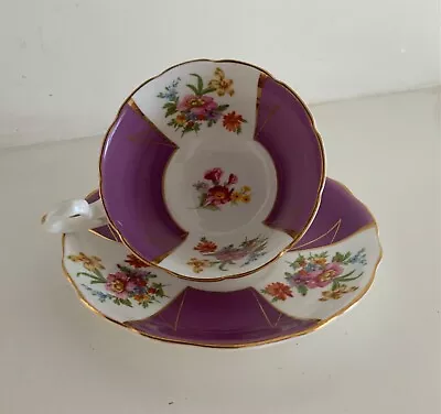 Vintage  Antique Radfords Bone China Purple Floral Gold Cup & Saucer • £14.99
