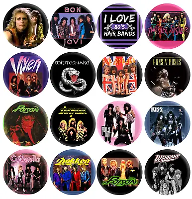 80's Hair Band 80's Metal 80's Rock Band Music Pinback Buttons Retro Pins 1  New • $9.99