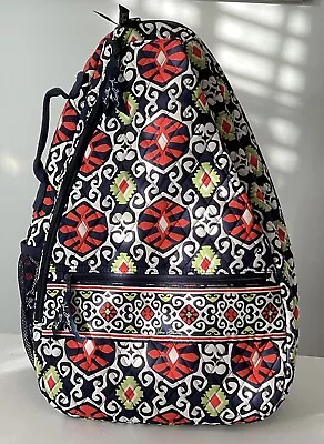 VERA BRADLEY Sun Valley Large Sling Backpack Tennis Bag Orange Navy EUC • $25