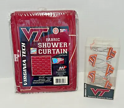 NEW Virginia Tech Fabric Shower Curtain 72  X 72  & VT Rings (12) NCAA Hokies • $32.99