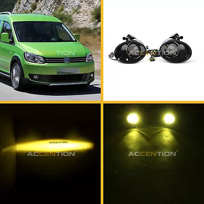 2Pcs DRL LED Yellow Convex Lens Fog Lights Lamp For VW Caddy Touran 2011 - 2015 • $129.79