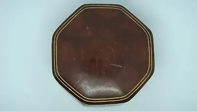 Vintage Italian Genuine Brown Leather Octagonal Jewelry Box • $39