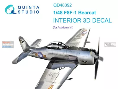 QTSQD48392 1:48 Quinta Studio Interior 3D Decal - F8F-1 Bearcat (ACA Kit) • $24.24