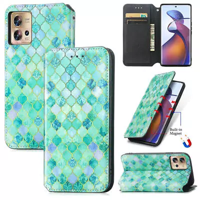 Amazing Amerald Leather Flip Cover Case For Motorola Phone Pocket Wallet Purse • $10.99