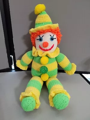 Clown Vintage Handmade Crochet Clown Hat Plush Stuffed Doll  • $40