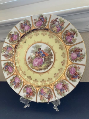 $40 • Buy Vintage Kuba Porzellan Bavaria Fragonard 10.25  Display Plate Bucolic Courtship