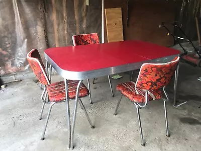 Mid Century Chrome Formica Table And Chairs • $450