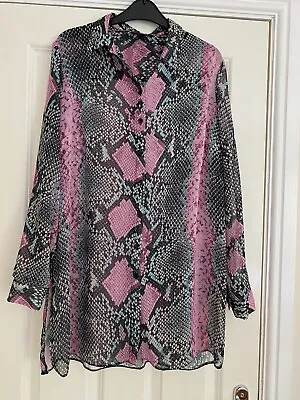 £6.99 • Buy Gorgeous Ladies Blouse Size 16 Papaya Bright Pink And Snake Skin Pattern Summer