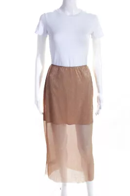 Keepsake Womens Back Zip Metallic Sheer Overlay Fading Out Skirt Beige Small • $2.99