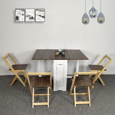 $224.10 • Buy Dining Table Extendable Folding Tables With 4 Chairs Set Restaurant Kitchen