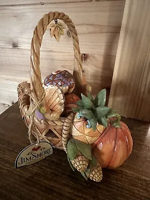 Jim Shore Thanksgiving  Basket With 4 Eggs  Bounty Of Blessings  /Horn Of Plenty • $39