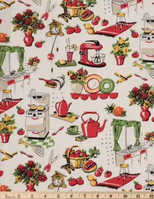 Michael Miller Retro 50's Cotton Kitchen Fabric By Yard Free Ship US • $13.15