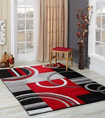 Glory Rugs Modern Area Rug 5x7 Red Turquoise Black  Contemporary Rug Living Room • $169.99