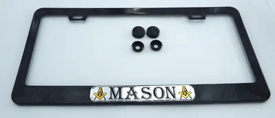 Mason Masonic Black Carbon Fiber Look Metal Car License Plate Frame Holder • $11.99