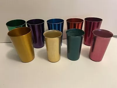 Set Of 9 Vintage Color Aluminum Drinking Tumblers Cups • $25