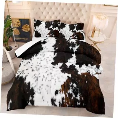  Black White Cow Print Comforter Set Western Farmhouse Cow Print King Yh-cow 04 • $107.18