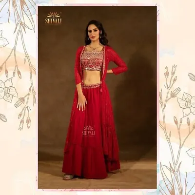 Hits Design Georgette Febric Koti Styled Lehenga Choli Squence Real Mirror Work1 • $59.99