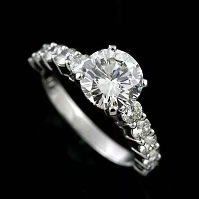 3Ct Round Cut VVS1 Moissanite Women's Halo Engagement Ring 14K White Gold Plated • $117.02