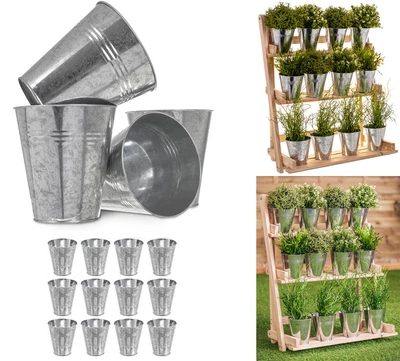 £9.99 • Buy Livivo Set Of 12 Mini Bucket Pot Planter Galvanised Iron Flower Herb Planters