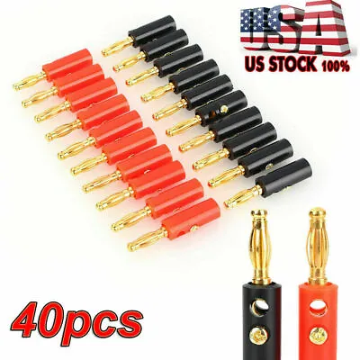 40Pcs Gold Plated Banana Plugs 4mm Audio Speaker Wire Cable Screw Connector US • $8.59