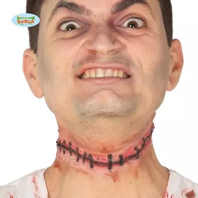 Halloween Fancy Dress Latex Stitched Neck Scar Make Up Wound Effect Fg • £5.25