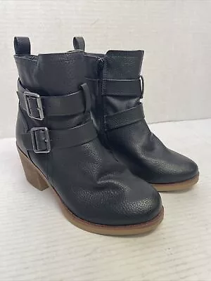 Mia Women's 2 Buckle Zip Up Ankle Boots Black Chunky 90s Size 6 M  2.5  Heel NOS • $32.50
