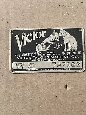 Antique Victor Victrola VV-XI Metal ID Tag Part • $14.99