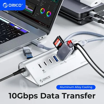 ORICO 10Gbps USB C HUB 4/7 Ports USB 3.2 Gen 2 Hub PD 60W Aluminum For PC Laptop • $48.79