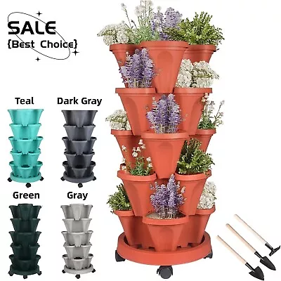 Vertical Gardening Stackable Planter For Strawberries Flowers Herbs Vegetable • $32.86