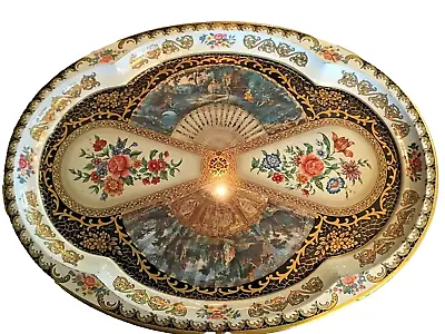 Daher Decorated Ware 1971 Floral Tin Tray Oval 20x15 Platter Made In England EUC • $38.99