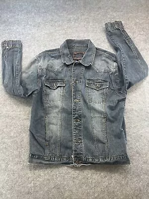 Indigo Star Mens Jean Jacket XL Button-Up Trucker Blue Denim Made In Russia • $35