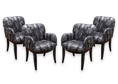 Set Of 4 Milo Baughman For Thayer Coggin Black Cushioned Dining Armchairs • $3000