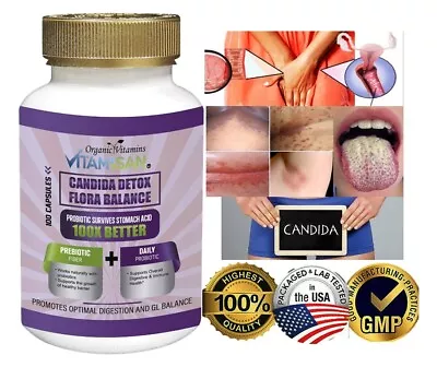 Candida Cleanse Albicans & Detox Yeast Support Complex With Enzymes 100 Caps • $12.35