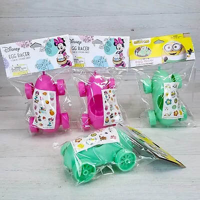 Egg Racer Cars W Stickers 4pc LOT Minions & Minnie Mouse 5  Easter Toys NEW • $17.99