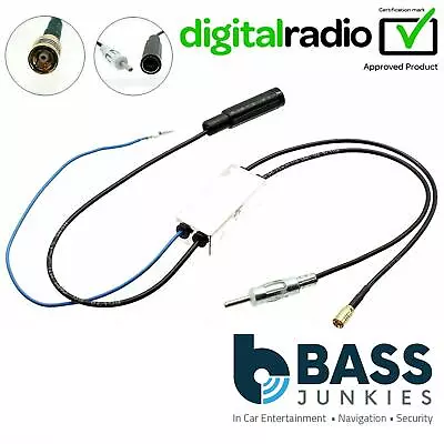 Universal DAB+ AM FM Active Internal Antenna Aerial Car Stereo Radio Splitter • £19.49