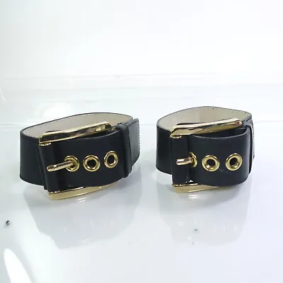 2 MICHAEL KORS  Wrap Black Leather Bracelet   12  Long  1 1/4 Wide  Each Adjusta • $49.99