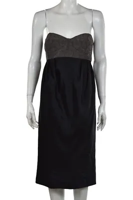 NEW Miguelina Womens Dress Size L Black Gray Sheath Strapless Knee Length • $39.99