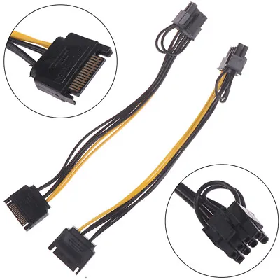 £4.39 • Buy 2pcs 15pin SATA Cable Male To PCI-E 8pin(6+2) Power Cable 20cm For Graphic O!db