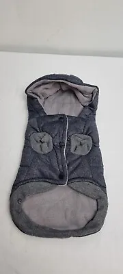 Dog Coat Warm Jacket With Hood Windproof Vest Size M Grey • £6.99